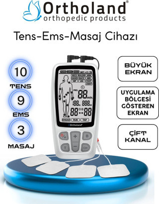Ortholand Tens Ems Masaj Cihazı 2 Kanallı Portatif Fizik Tedavi Cihazı