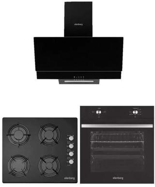 Elenberg Black Pearl Siyah Cam 3'Lü Ankastre Set (ELB-604+ELB-17+ELB-640S)