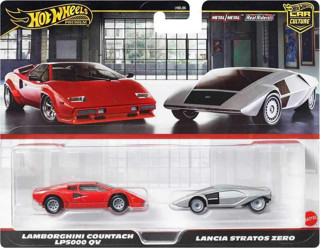 Hot Wheels Premium Car Culture 2'li Set - Lamborghini Countach LP5000 QV & Lancia Stratos Zero (1/64)