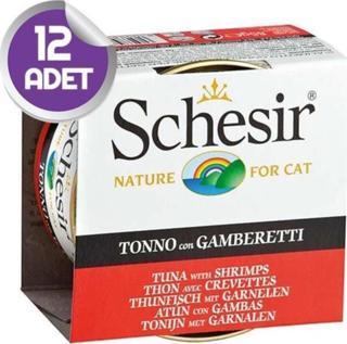 Schesir Ton Balıklı Karidesli Jöleli Kedi Konservesi 85 Gr X12