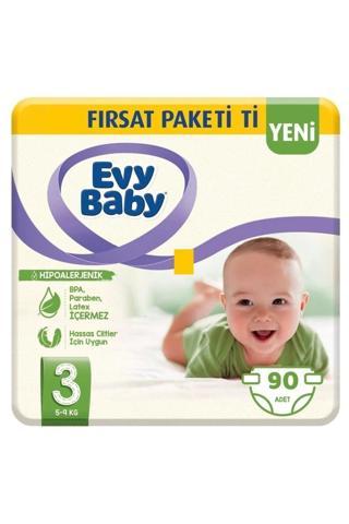 Evy Baby Bebek Bezi 3 Beden Yenidoğan Fırsat Paketi 90 Adet