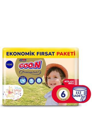 Goo.n Premium Soft 6 Numara Süper Yumuşak Külot Bebek Bezi Ekonomik Fırsat Paketi - 112 Adet