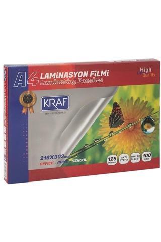 Kraf A4 125 Micron 100'lü Parlak Laminasyon Filmi