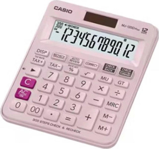 Casio Mj-120D Plus Pembe İşlem Kontrollü 12 Hane Masa Üstü Hesap Makinesi