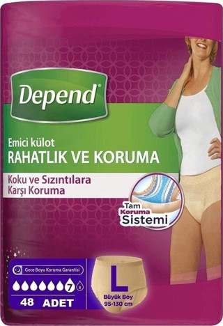 Depend Emici Külot Kadın Büyük (l) Beden 95-130 Cm 48 Adet