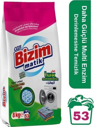 Can Bizim Matik Toz Deterjan Renkliler Ve Beyazlar Için Derinlemesine Temizlik 8 kg