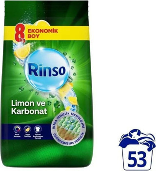 Rinso Toz Deterjan Limon Karbonat Renkliler Ve Beyazlar Için Derinlemesine Temizlik 8 Kg
