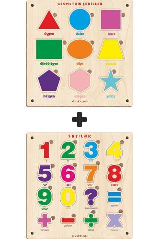 Ahtek Ahşap Eğitici 3d Sayılar Ve Geometrik Şekiller Bultak Yapboz Puzzle Oyuncak