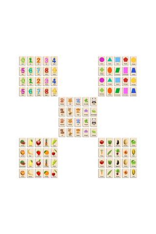 Ahtek Ahşap Yapboz Zeka Kartları Eşleştirme Oyunu Hafıza Kartı Puzzle 5Li SET TÜRKÇE İNGİLİZCE eticset1005