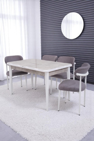 Rambla Mdf Açılır Lak Panel Mutfak Masa Sandalye Takımı 80*130cm