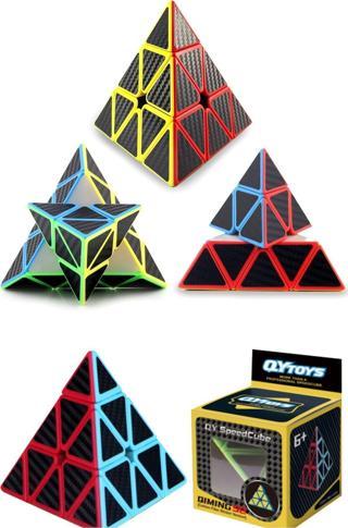 Toyfest Qy Fiber Karbon Pyramid Pyraminx Küp Hızlı Rübik Zeka Sabır Küpü
