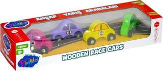 Toyfest Playwood Ahşap Yarış Arabası 4'Lü Paket