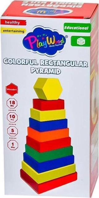 Toyfest Playwood Ahşap Dikdörtgen Renkli Kule