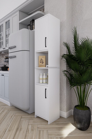 Mirobi Fella 6 Raflı Çok Amaçlı Dekoratif Mutfak Dolabı Beyaz