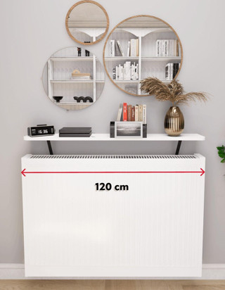 Mirobi Soravel Petek Üstü Uçan Raf Dresuar Kalorifer Peteği Rafı 120 X 18 Cm Beyaz