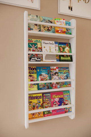 Mirobi Lino 4 Raflı Montessori Kitaplık Eğitici Çocuk Kitaplığı Çocuk Odası Kitaplığı Beyaz