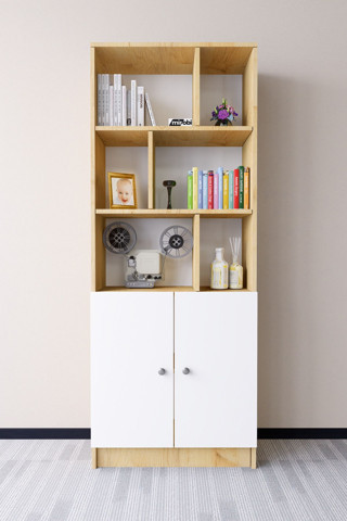 Mirobi Torfa 2 Kapaklı 6 Bölmeli Dekoratif Kitaplık Rivoli-Beyaz