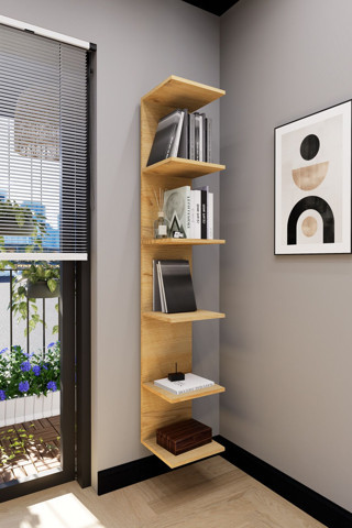 Mirobi Troy Duvara Monte Kitaplık Duvar Rafı 6 Raf Rivoli