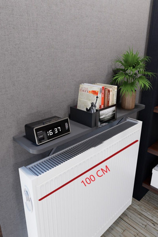 Mirobi Soravel Petek Üstü Uçan Raf Dresuar Kalorifer Peteği Rafı 100 X 18 Cm Antrasit