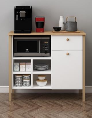 Nora Kahve Köşesi Fırın Dolabı Çekmeceli Alt Modül Çok Amaçlı SepetBeyaz