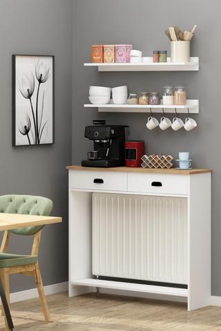 Vira Kahve Köşesi 110 Cm ( 90 Cm Ve 104 Cm Petekler Için ) Petek Üstü Çok Amaçlı SepetBeyaz