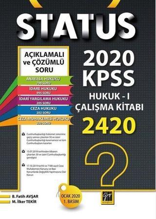Status 2020 KPSS Hukuk-1 Çalışma Kitabı - Berker Fatih Avşar - Gazi Kitabevi