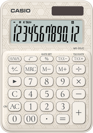 Casio Ms-20Uc-Jwe 12 Hane Beyaz Desenli Masa Üstü Hesap Makinesi