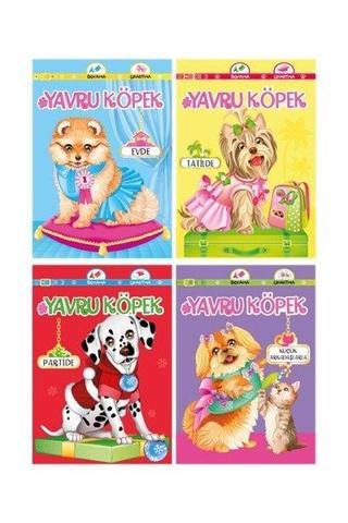 Yavru Köpek Seti - Boyama Çıkartma 4 Kitap Takım - Kolektif  - Koloni Çocuk Yayınları