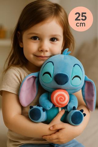 Disney Stitch Yumuşak Lolipop Yiyen Lisanslı Peluş 25 cm