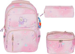 Relaxion Pembe Su Geçirmez Astarlı Kumaş Okul Çanta Seti 3'Lü 1390