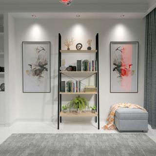 Dekoratif Ahşap Ve Metal Kitaplık Çok Amaçlı Raf