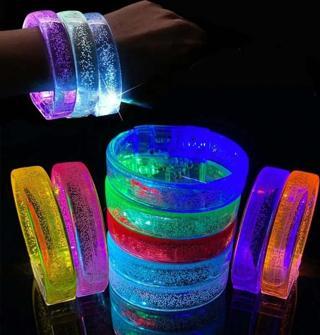 Nessiworld Sarı Led Işıklı Baskı Yapılabilen Pilli Bileklik Bilezik 1,5 cm Genişlik