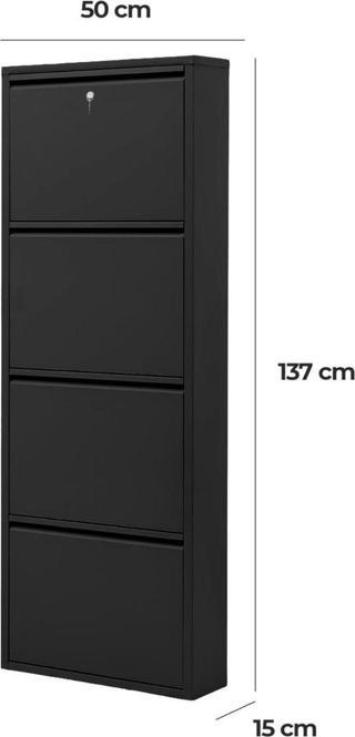 Evessan Kilitli 4'Lü Metal Ayakkabılık Siyah