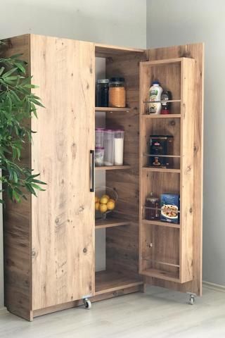 Erzak Dolabı 2 Kapaklı 160 cm Çok Amaçlı Dolap Kiler Dolabı Atlantik Çam