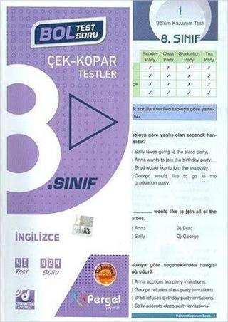 8.Sınıf İngilizce Çek Kopar Testler - Kolektif  - Pergel