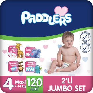 Paddlers Bebek Bezi 4 Numara Maxi 120 Adet (7-14 Kg) 2'li Jumbo Set