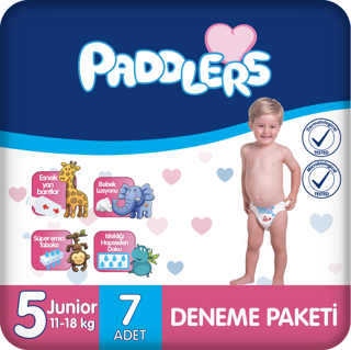Paddlers Bebek Bezi 5 Numara Junior 7 Adet (11-18 Kg) Deneme Paketi