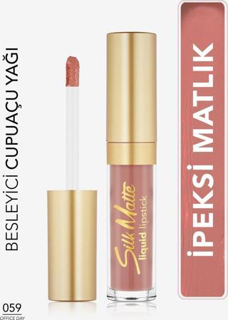 Flormar Silk Matte Yüksek Pigmentli & Mat Bitişli Nemlendirici Likit Ruj- 8682536076623- 59 Offıce Day