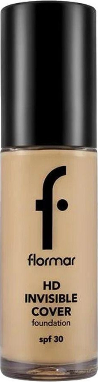 Flormar Invisible Cover Hd Hafif Yapılı & Yarı Parlak Bitişli Spf30 Fondöten 30 G | 80 Sft Beige