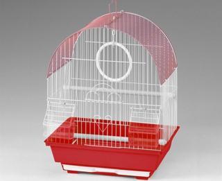 Kuş Kafesi Oval Çatılı (30x23x39) Kırmızı Kanarya Muhabbet Kuşu için