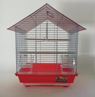 QH KUŞ KAFESİ 34.5 x 28 x 45.5 cm Kırmızı Muhabbet ve Kanarya için Renkli Kafes