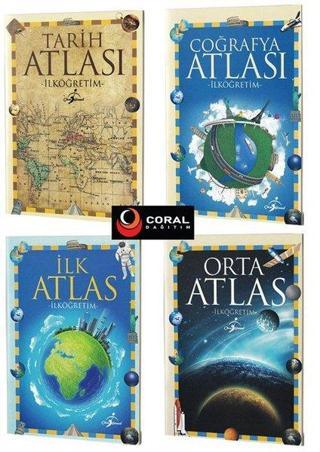 İlköğretim Tarih ve Coğrafya Atlası, İlk ve Orta Atlas Seti - 4 Kitap Takım - Kolektif  - Coral Dağıtım