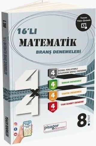 8. Sınıf Pisagor Matematik 16'lı Branş Denemeleri - Kolektif  - Zeka Küpü Yayınları