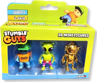Stumble Guys Seri 2 - 3D Mini 3 lü Figür Seti - Robot Guy - Green Alien - Golden Robo