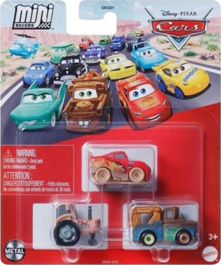 Disney Pixar Cars - Üçlü Mini Racers - Tractor & Muddy Lightning McQueen & Mater