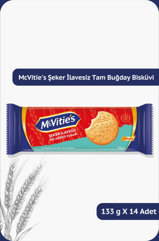 Ülker McVitie's Digestive Original - Şeker İlavesiz Tam Buğday Unlu Bisküvi - 133 gram - 14 Adet