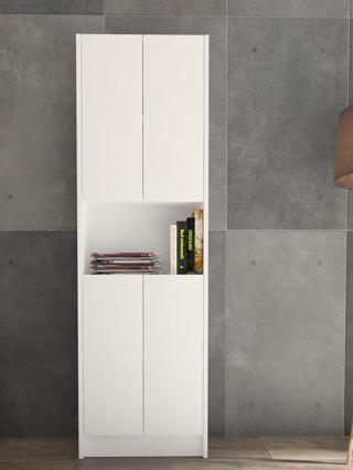 Yeti Mobilya Flat56 Kitaplık 4 Kapaklı Kütüphane Çok Amaçlı Dolap Beyaz