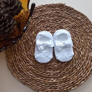 MARS BABY Kız Bebek Beyaz Fiyonklu Babet Çorap