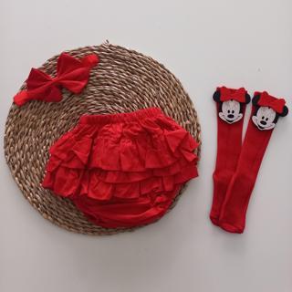 MARS BABY Kız Bebek Kırmızı Fırfırşort Etek Minnie Mouse Çoraplı Takım