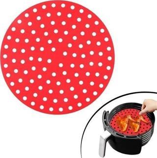 Renkli Isıya Dayanıklı Yıkanılabilir Silikon Fırın Ve Airfryer Yuvarlak Pişirme Matı 23 Cm